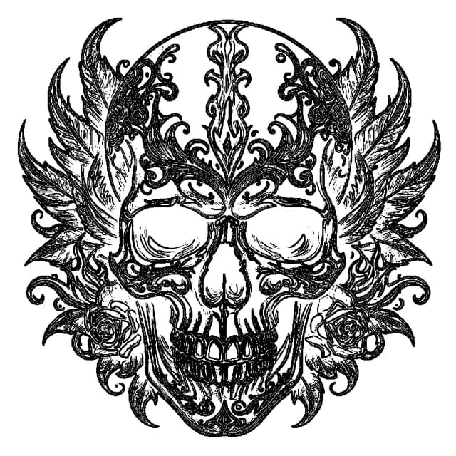 Skull tattoo design converted to a stencil with Clean outline