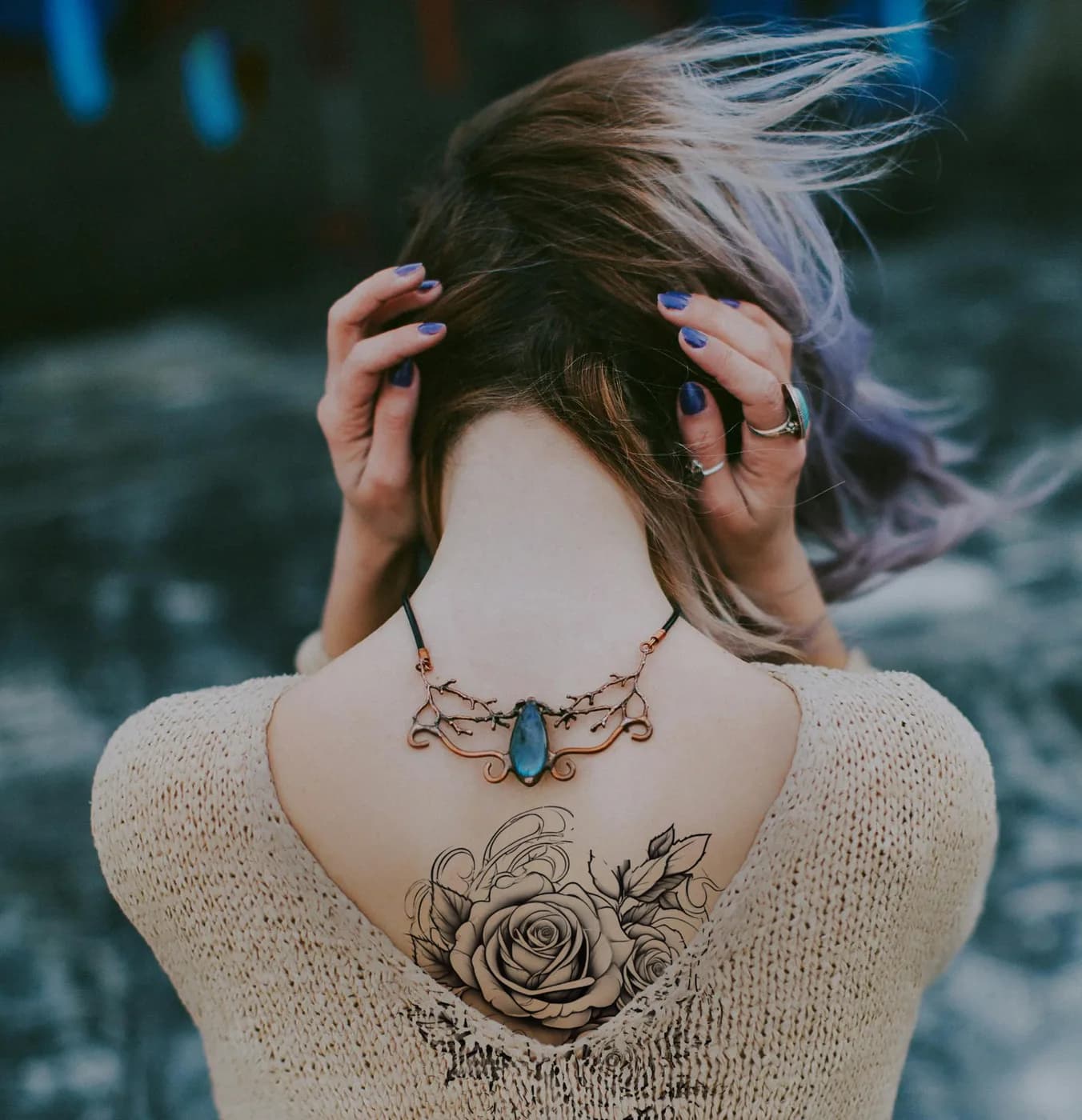 After: Elegant Rose Back Tattoo